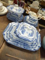An Adams ''Landscape'' blue and white dinner service including; three graduated meat plates,