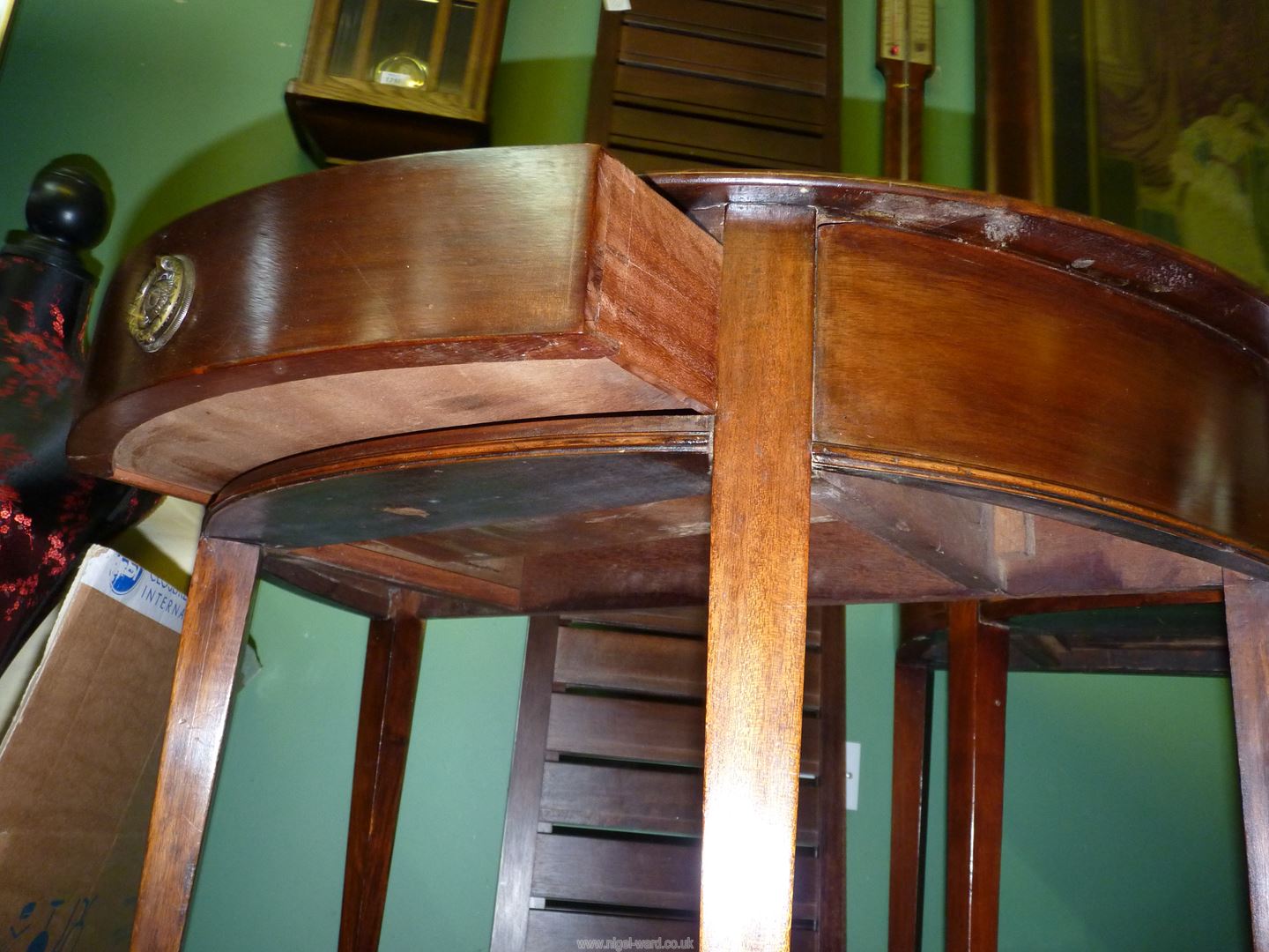 A circa 1900 Mahogany semi-circular Side Table standing on tapering square legs terminating in - Image 3 of 5