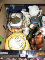 A quantity of china including; Burleighware fruit set, musical novelty decanter,