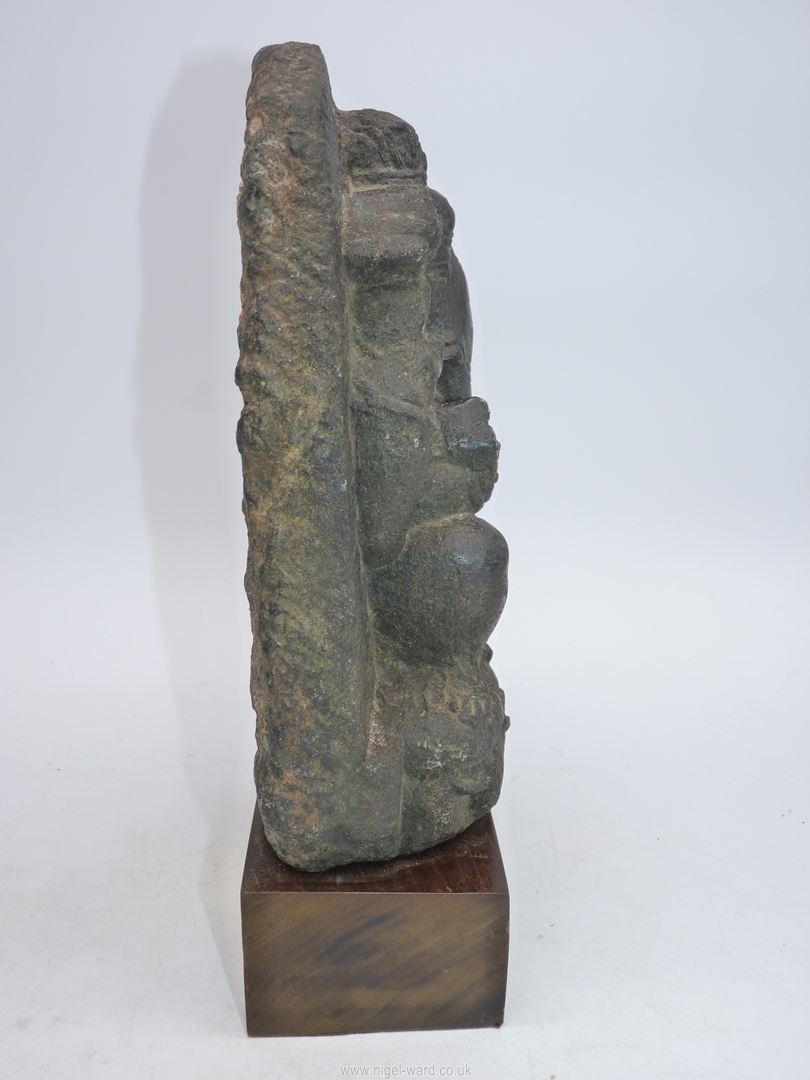 A rare and very early Indian black stone stele, carved with a figure of Ganesh, - Image 8 of 13
