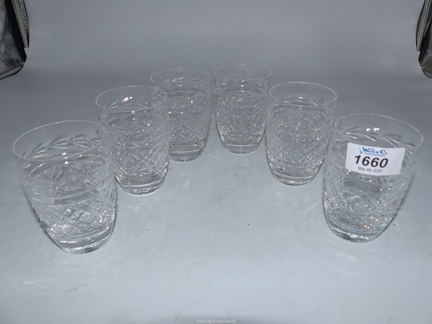 Six small Waterford crystal tumblers (two a/f).
