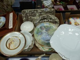 A quantity of plates and dessert dishes including; Delphine china, Foley, Myott, etc.