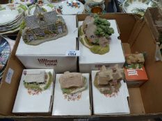 Six Lilliput Lane models, Village School, Rustic House, Ash Nook, Riverview,