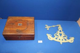 A small writing box (a/f) and a brass Inclinometer.