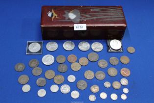 A quantity of old coins including; Cartwheel penny and Sixpences, plus a quantity of Crowns,