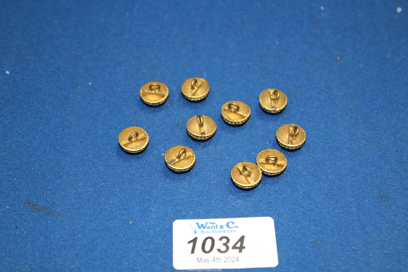 Ten antique domed Champleve buttons, possibly French. - Image 2 of 2