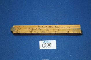 A rarely found, folding barrel contents measuring dipstick,