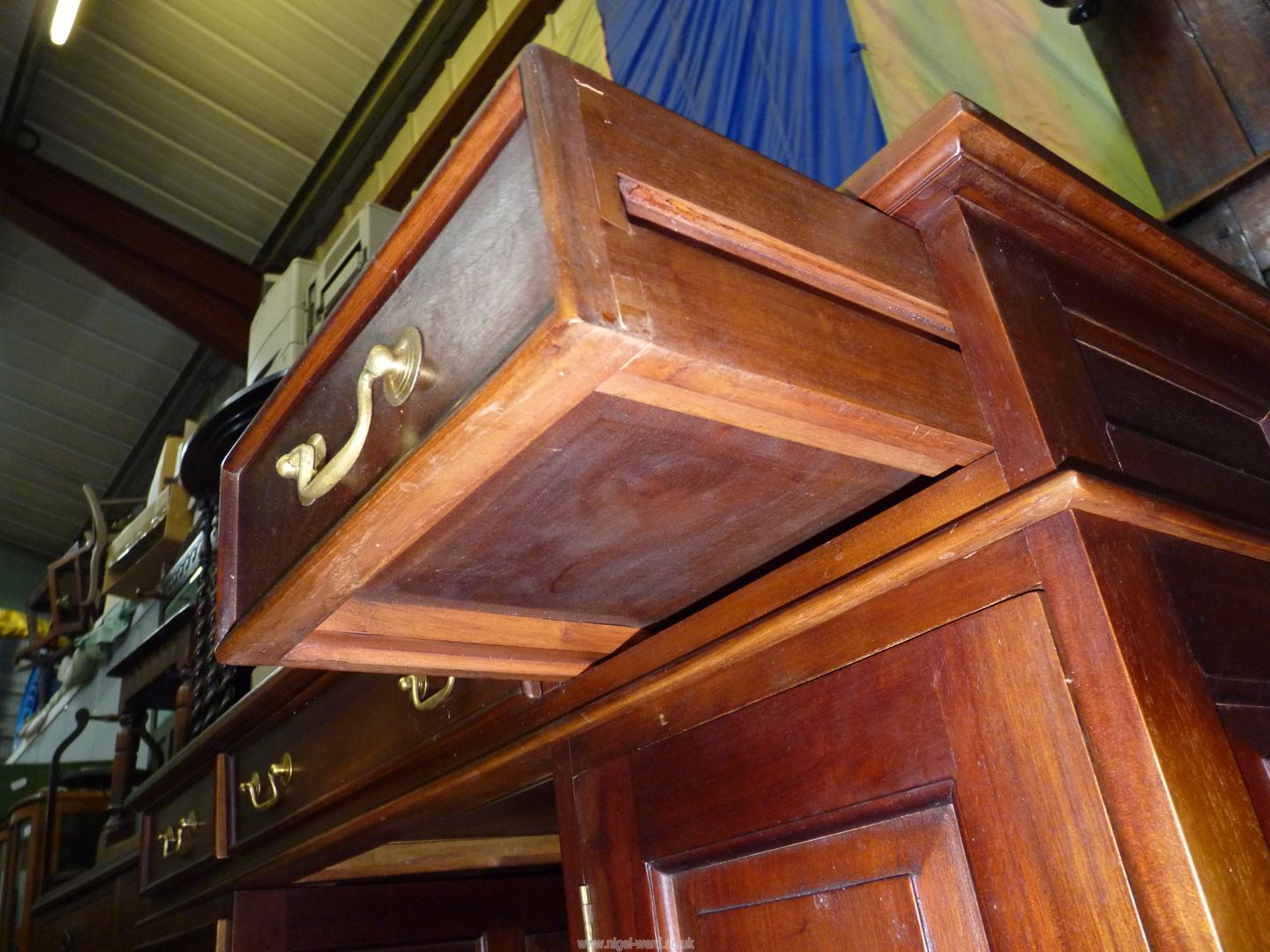 A Mahogany Kneehole Desk having three frieze drawers, - Image 3 of 4