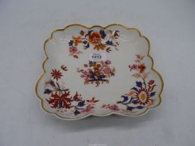 A 19th century Worcester Flight Barr and Barr 1813-1840 square dish having serpentine gilt rim,