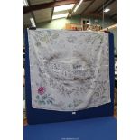 An Oliver Messel silk Jubilee scarf having coach and horse to the centre with various plants