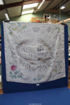 An Oliver Messel silk Jubilee scarf having coach and horse to the centre with various plants
