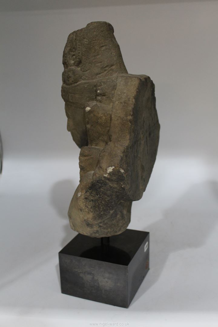 A fragmentary sandstone bust of Vishnu, central India,11th c. - Image 4 of 16
