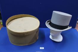 A grey Top Hat made for B. Lipman Ltd., size 7 1/8".