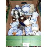 A quantity of china including blue and white Abbey coffee cans and saucers,