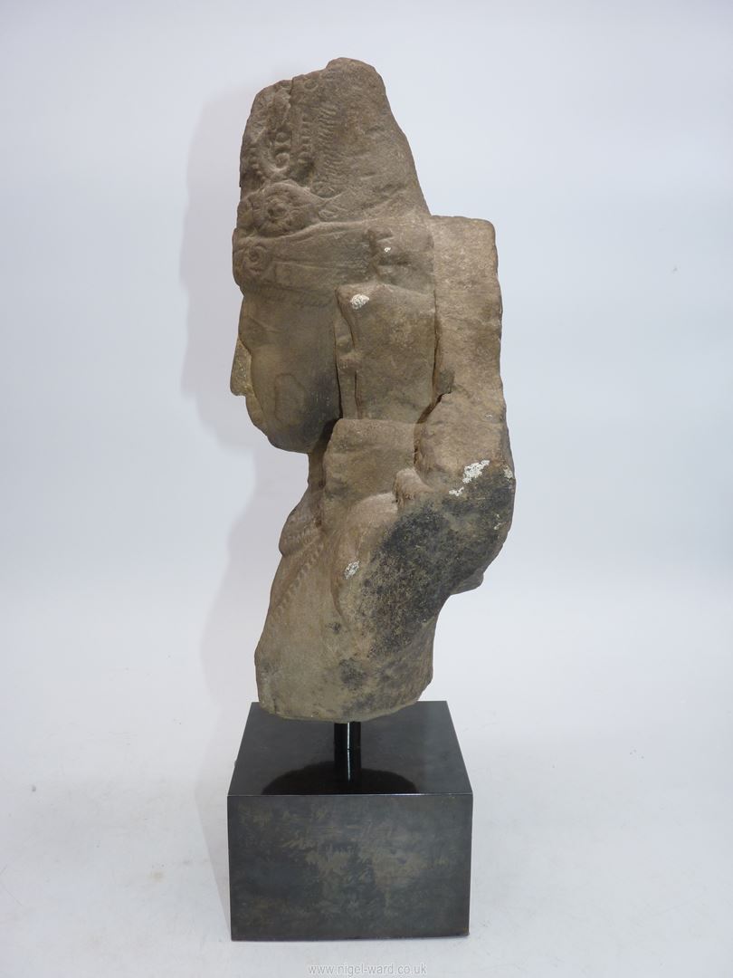 A fragmentary sandstone bust of Vishnu, central India,11th c. - Image 7 of 16