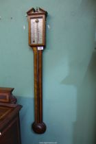 A good quality Comitti of Holborn mahogany and satinwood inlay mercury Stick Barometer,