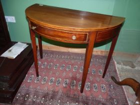A good quality boxwood beaded Mahogany semi-circular Side Table standing on tapering square legs