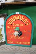 A 'Younger's Scotch Bitter' sign, 24'' x 19''.