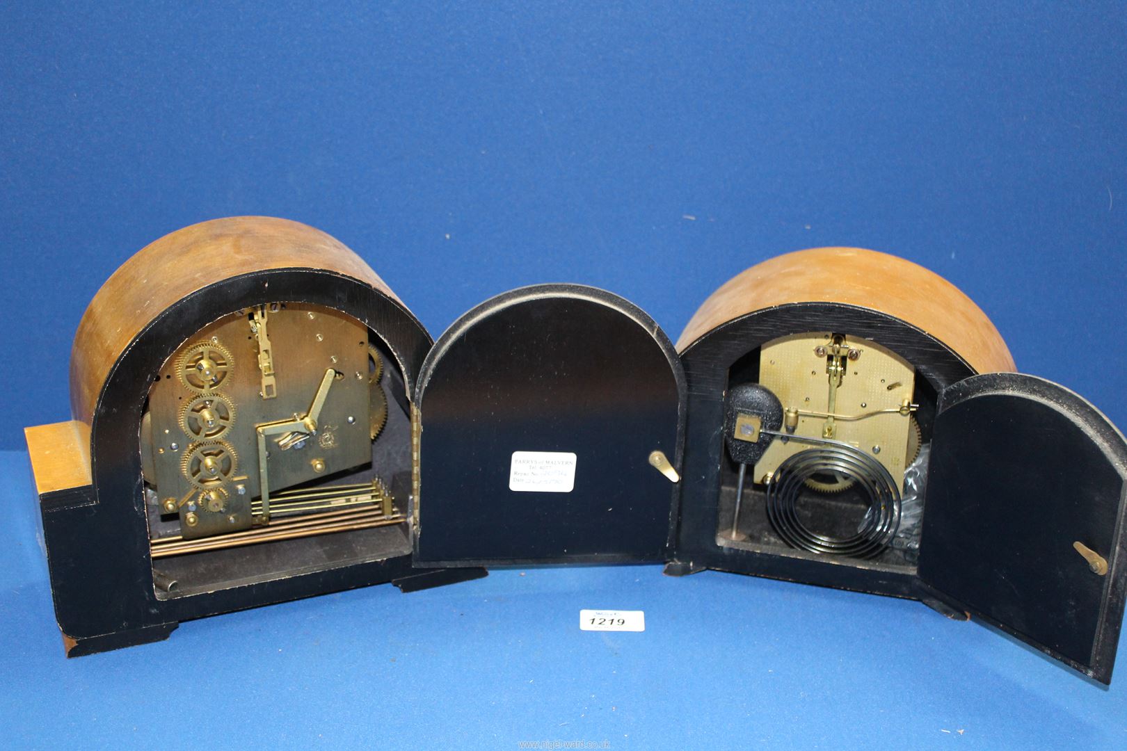 A three train Westminster chiming Mantle Clock and a two train Mantle Clock, - Image 3 of 3