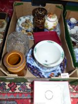 A quantity of china and glass including Portmeirion "Totem" vase, Wade whimsies, Masons ginger jar,