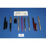 A quantity of propelling pencils, ballpoint & fountain pens including Calibri,