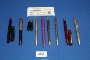 A quantity of propelling pencils, ballpoint & fountain pens including Calibri,