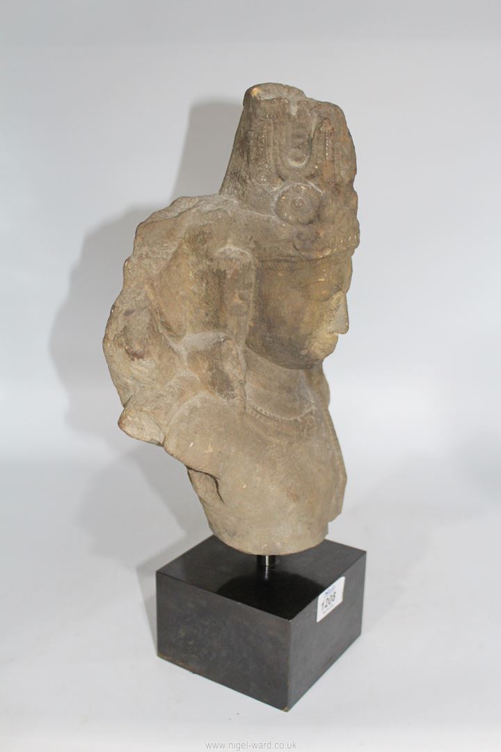 A fragmentary sandstone bust of Vishnu, central India,11th c. - Image 2 of 16