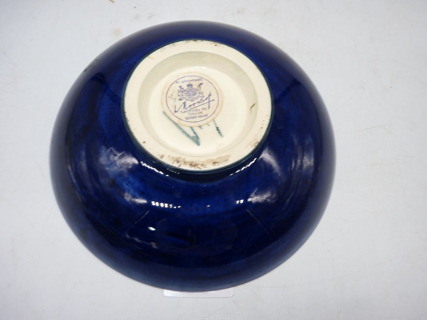 A Moorcroft 'Hibiscus' bowl in dark blue, 7" diameter. - Image 2 of 2