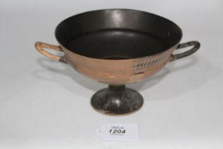 A large Corinthian or Etrusco - Corinthian pottery Kylix cup with geometric and Acanthus decoration,