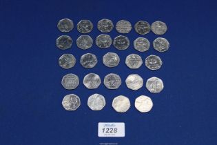 A quantity of collectible 50p coins including; Beatrix Potter, Olympics, Paddington, Isaac Newton,