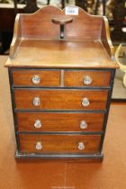 An apprentice piece Chest of Drawers with back stand, 11'' wide x 8'' deep x 7 1/4'' high.