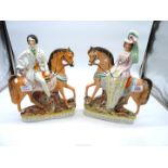 A pair of Staffordshire figures on horseback - 'Prince of Wales' and 'Princess' (a/f), 13 1/2" tall.