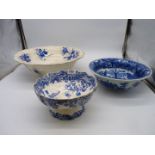 A large Royal Doulton Bedroomware Bowl in blue, white and gold,