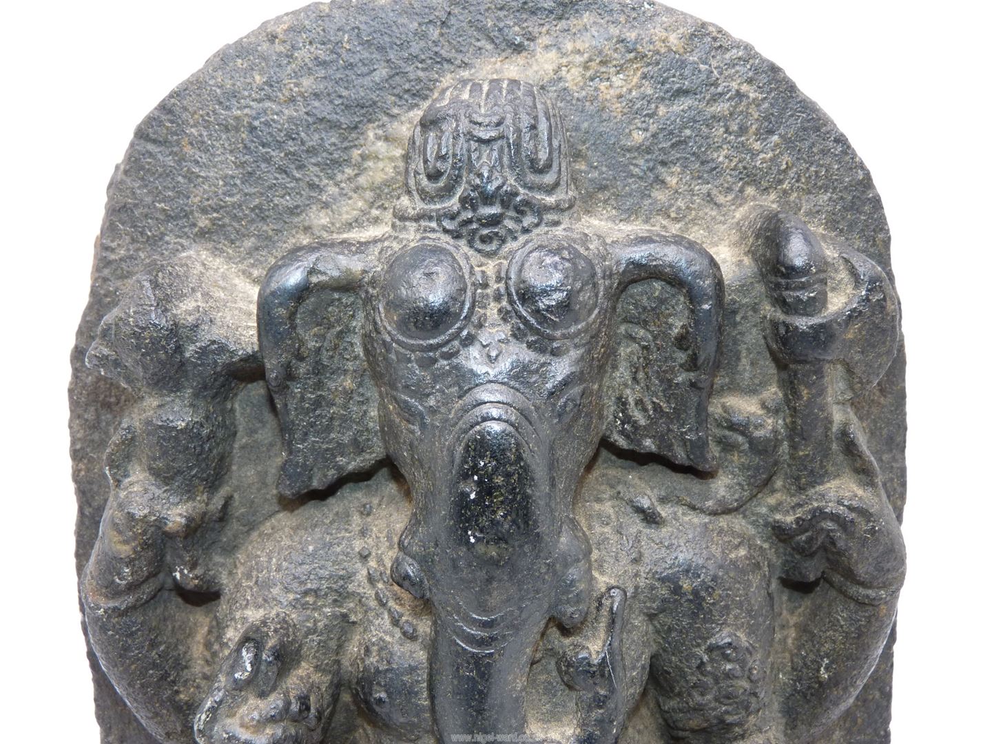 A rare and very early Indian black stone stele, carved with a figure of Ganesh, - Image 9 of 13