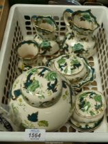 A quantity of Masons Ironstone 'Chartreuse' china to include; a ginger jar (7" tall), two jugs,