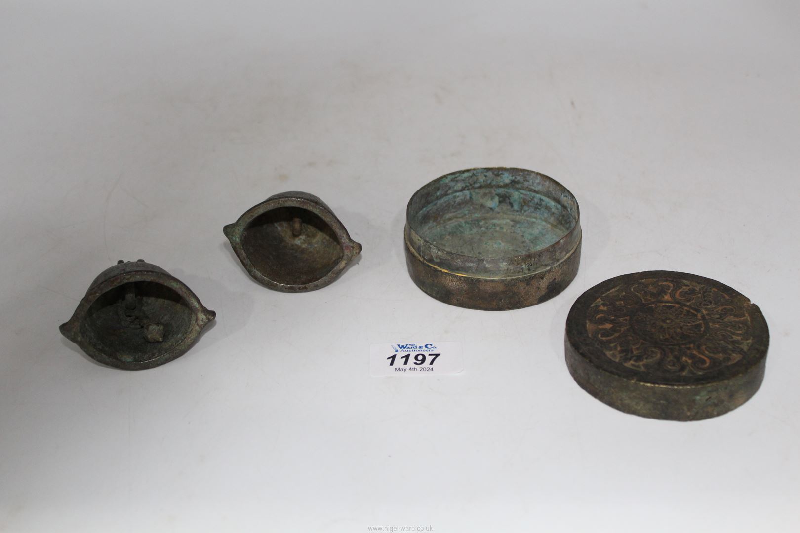 Two interesting small Sino Tibetan temple bells, probably 17th - 18th c. - Image 2 of 3