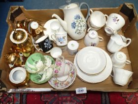 A quantity of part tea and coffee services including Wedgwood "Isis", Delphone white and gold,