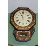 A mother of pearl inlaid Rosewood cased drop-dial Wall Clock,