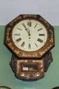 A mother of pearl inlaid Rosewood cased drop-dial Wall Clock,