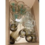A quantity of beer glasses including; Studio and smoky tankards, lager glasses, etc.