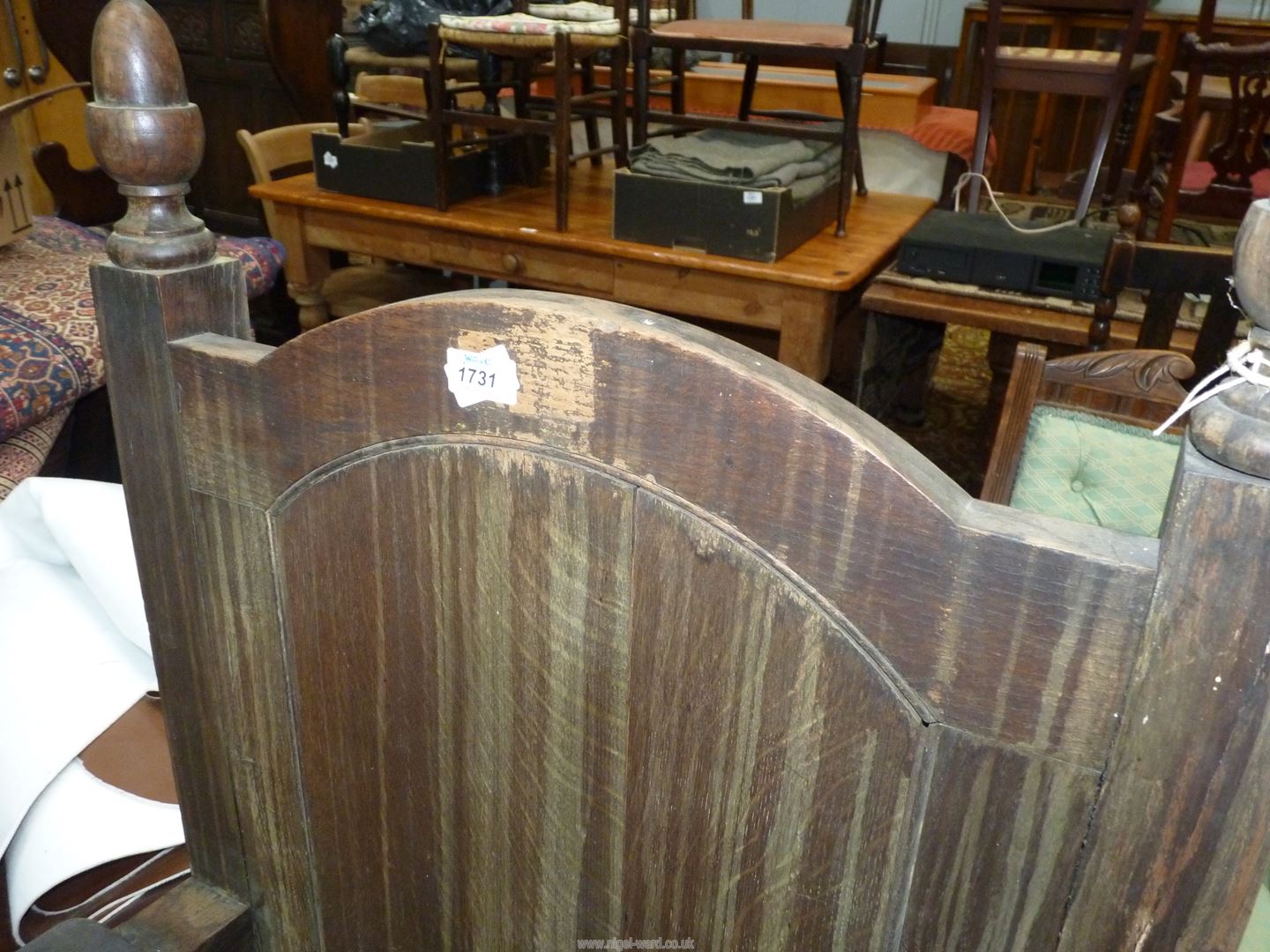 A heavy old Oak Armchair of Bardic/Mayoral design having a solid seat, - Image 4 of 5