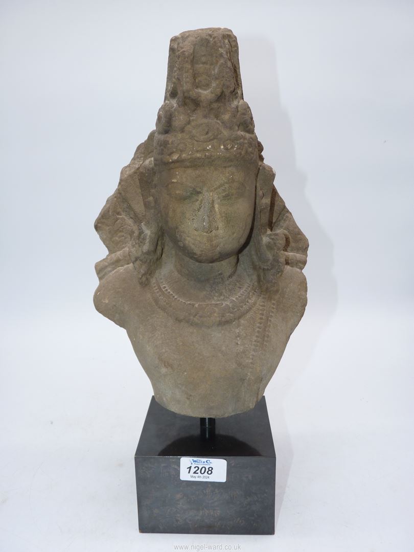 A fragmentary sandstone bust of Vishnu, central India,11th c. - Image 6 of 16