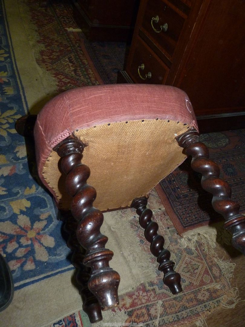 A most unusual Oak framed Side Chair standing on mirrored twist legs, - Image 3 of 25