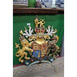 A Royal Coat of Arms 'Dieu et mon Droit' (God and my Right) - hand painted in fine detail,