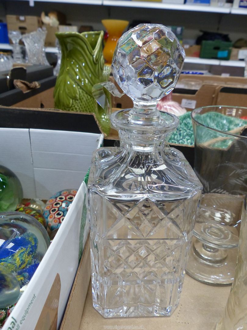 A heavy quality slice cut glass decanter including stopper, - Image 3 of 3