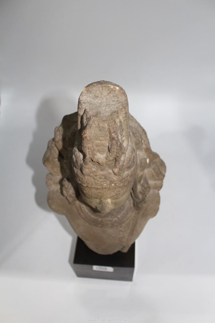 A fragmentary sandstone bust of Vishnu, central India,11th c. - Image 5 of 16