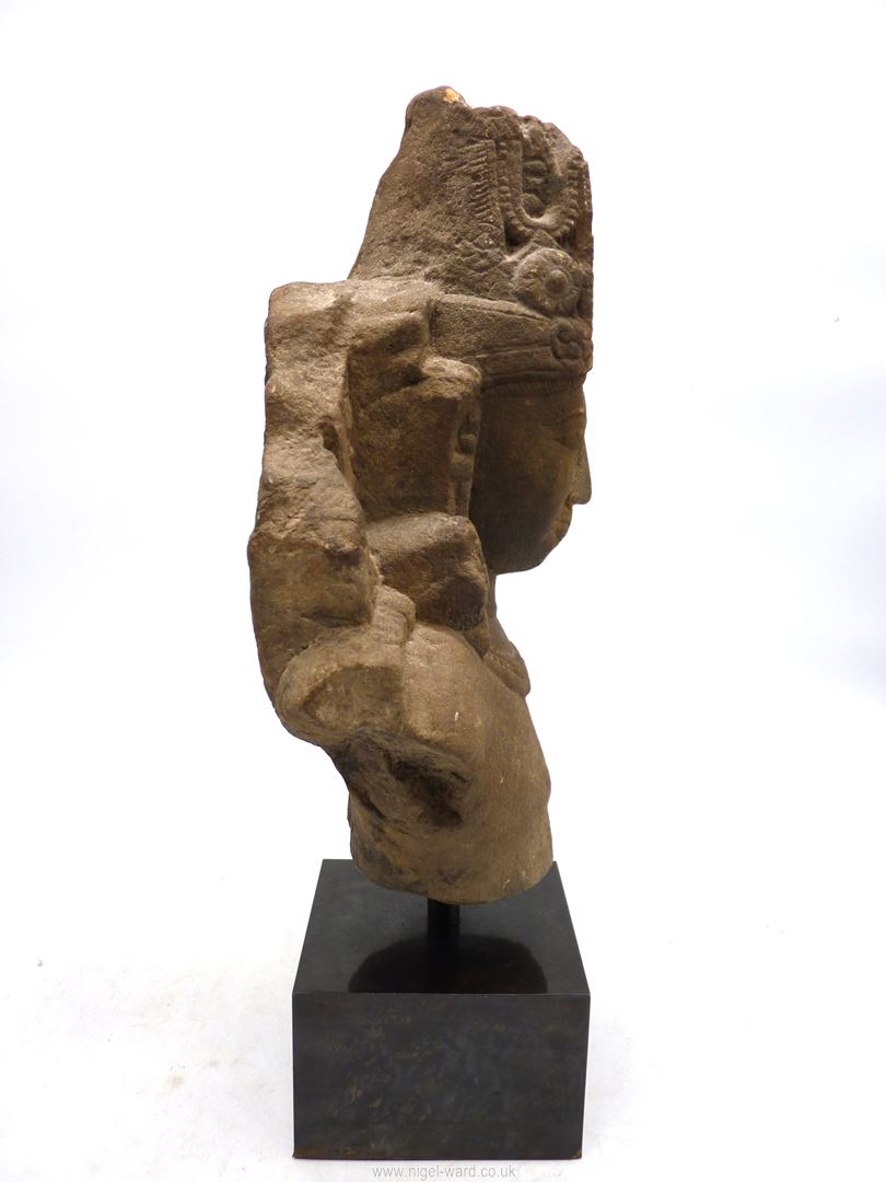 A fragmentary sandstone bust of Vishnu, central India,11th c. - Image 11 of 16