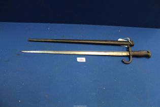 An 1875 French long Bayonet and scabbard. ****ALL WEAPONS MUST BE COLLECTED IN PERSON - NO POSTAGE.