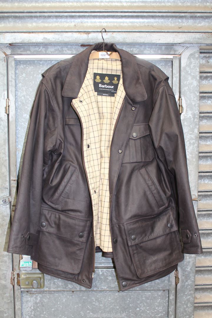 A Barbour 'Bushman' leather jacket, size medium.