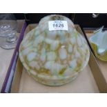 A vintage glass lamp shade yellow mottled effect 8" diameter.